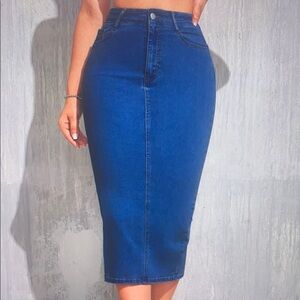 Classic Blue Denim Pencil Skirt